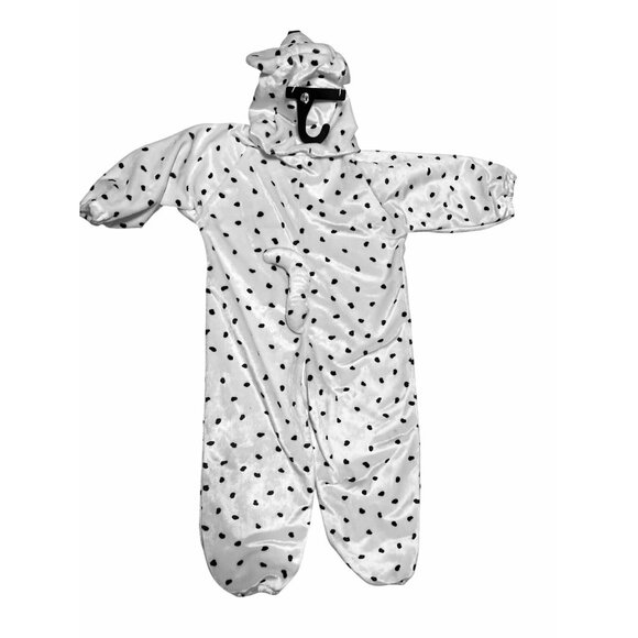 Dalmatian Dog Costume Child Zip-Up One-Piece White Black Spots Cozy Fleece - Picture 5 of 9